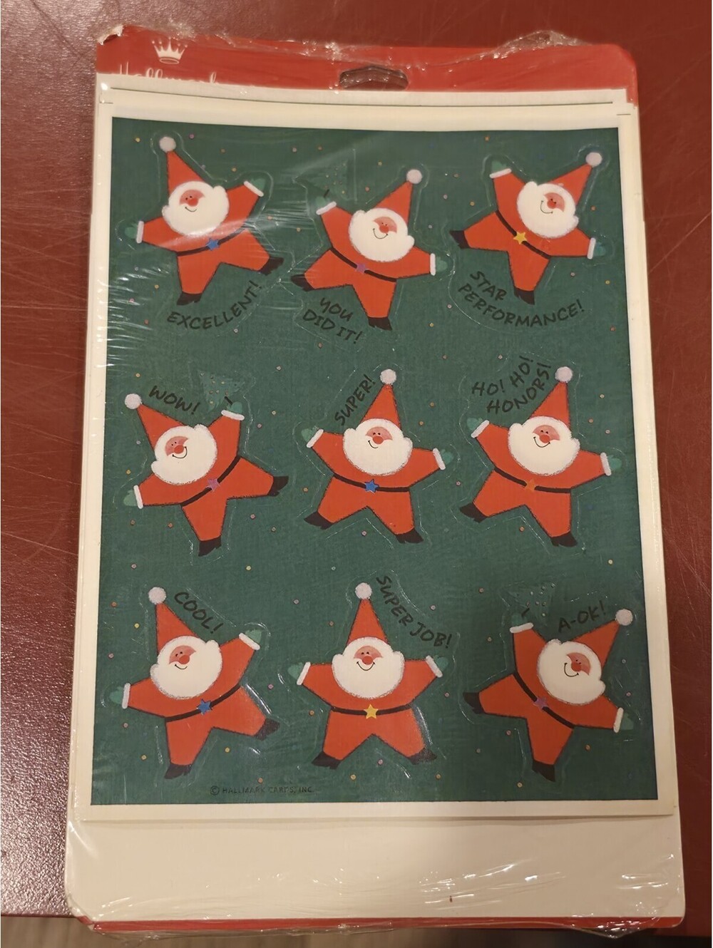 Vintage Hallmark Star Santa Claus Stickers Christmas Kitsch Whimsical Holiday